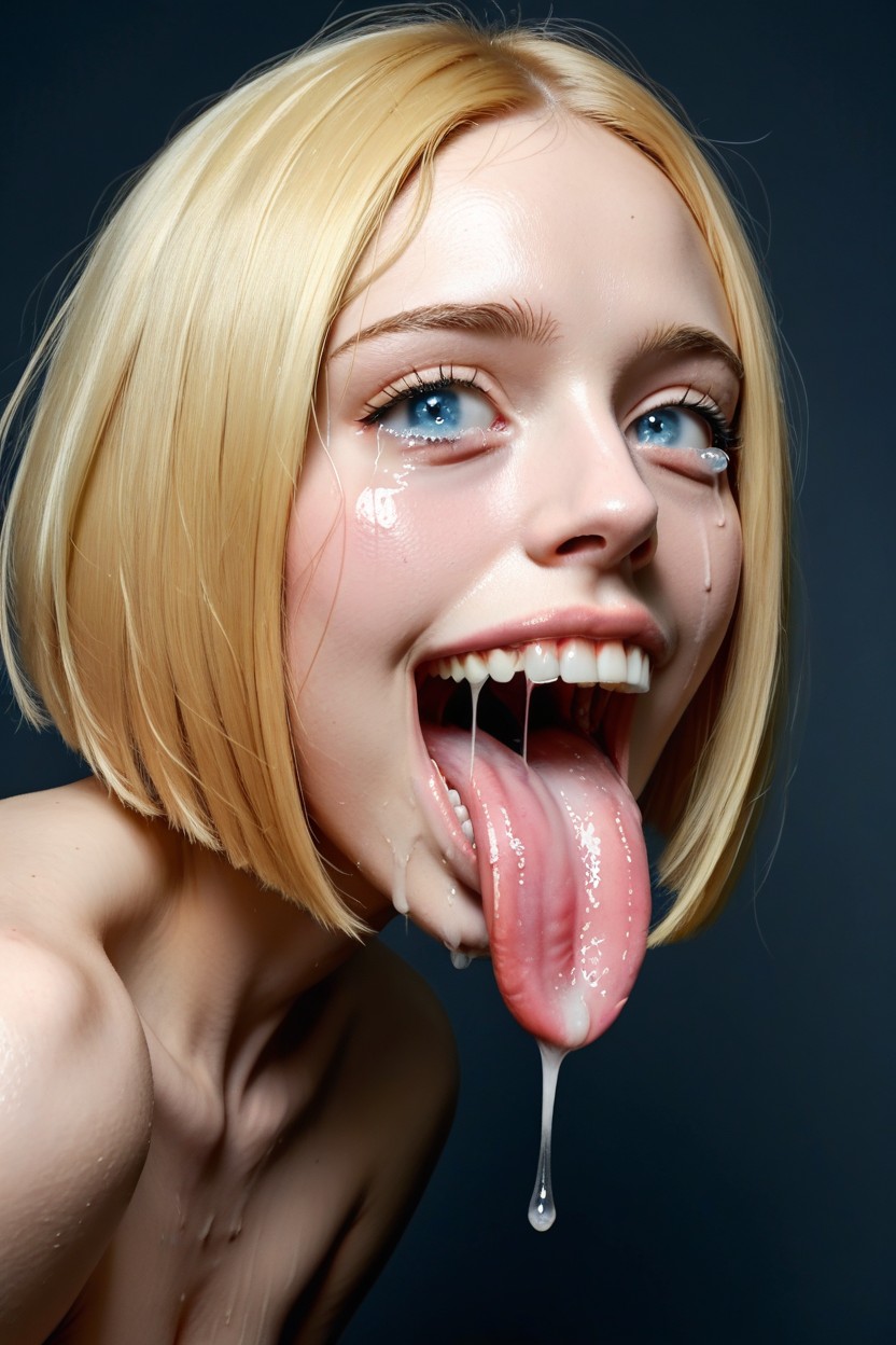 Pale Skin, Excessive Dripping Lips, Simple Background AI Porn