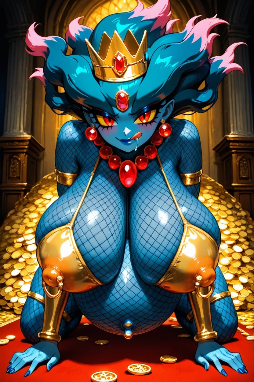 Smooth Belly, Very Blushed, Gigantic Round Pregnant Belly Hentai AI Porn