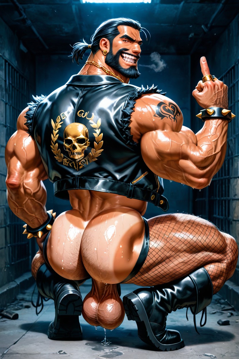 Balls Covered With Fur, Several Big Gold Necklaces, Pissing AI Gay Porn