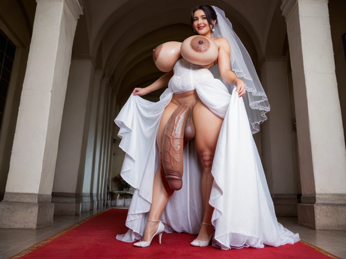 Dark Black Hair, Big Smile, Huge Areola Porno IA transsexuelle