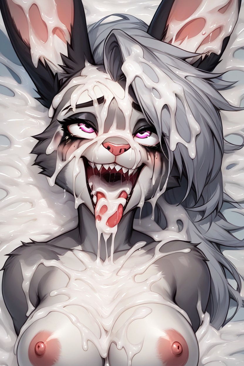 Maximum Cum On Breasts, Excessive Saliva, Messy Furry AI Porn