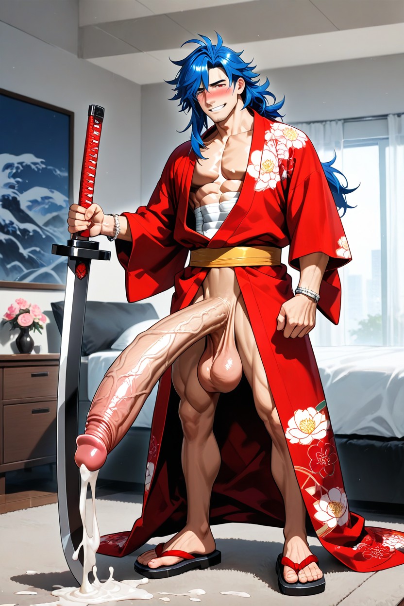 Impossibly Long Hyper Penis, Oversized Hyper Gigantic Balls, Full Body AI Gay Porn