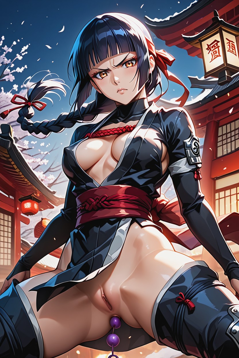Strong Wind Blowing, Thigh High Boots, No Underwear Hentai AI Porn