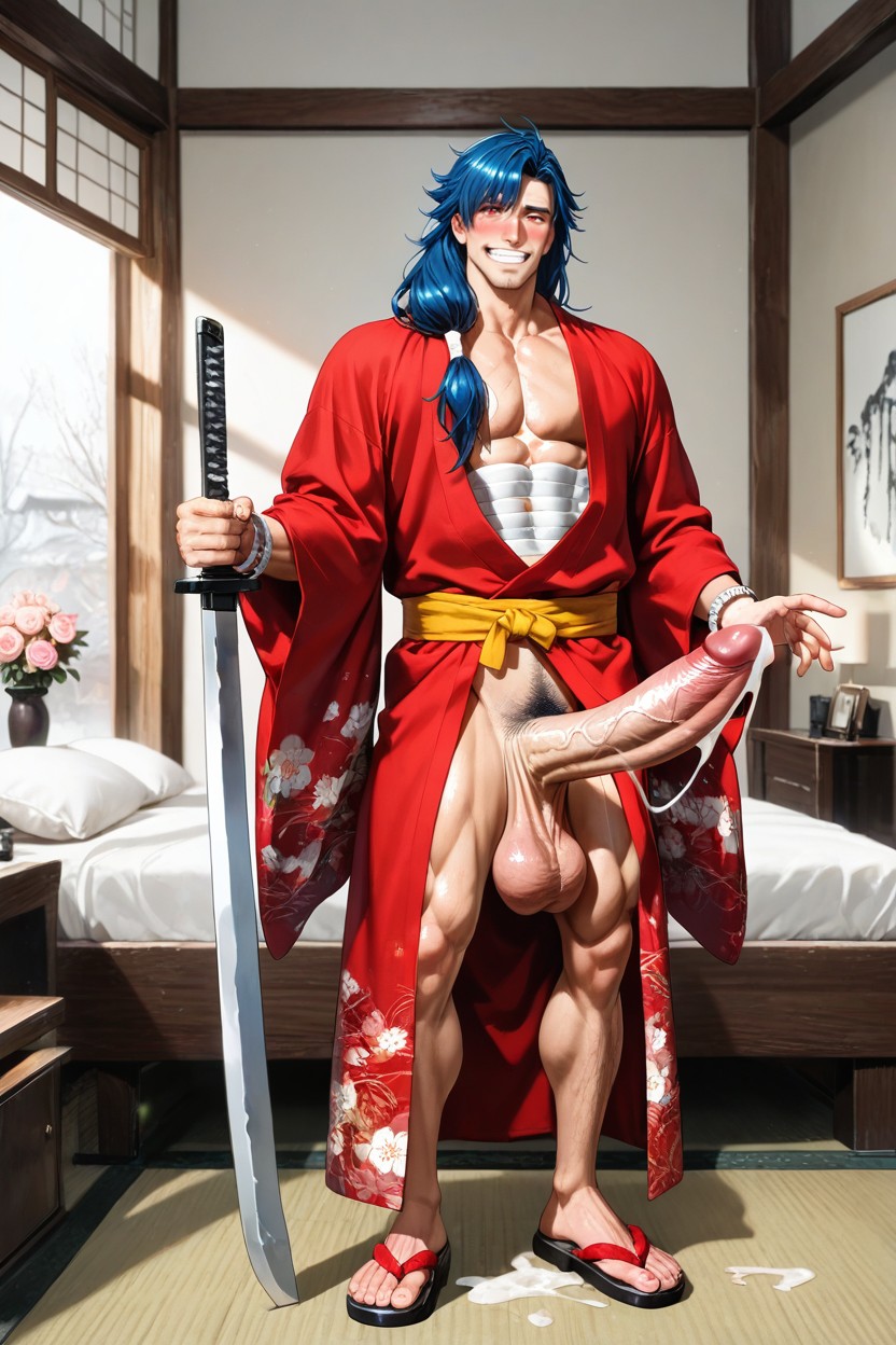 Large Sword, Light Tan, Bedroom AI Gay Porn