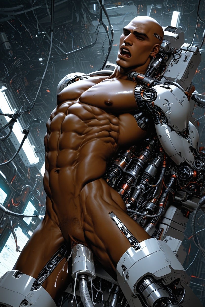 Cuntboy, Shaved Head, Robotic Restraints AI Gay Porn