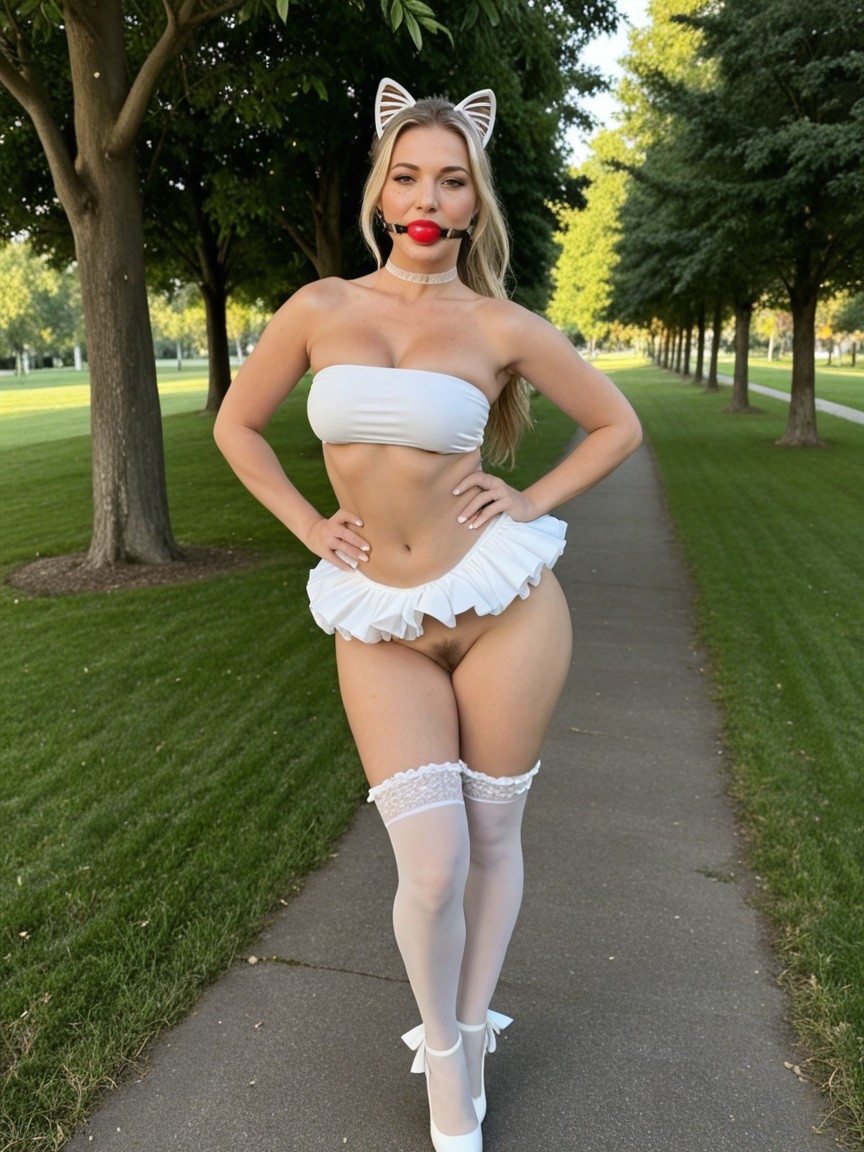 Pussy Visible, Cat Ears, Tall MILF AI Porn