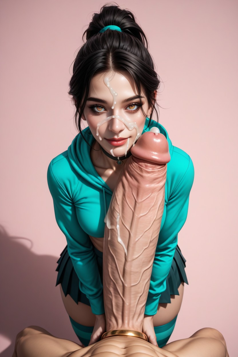 De Arriba A Abajo, Teal Hoodie, Punto De Vista Hentai IA