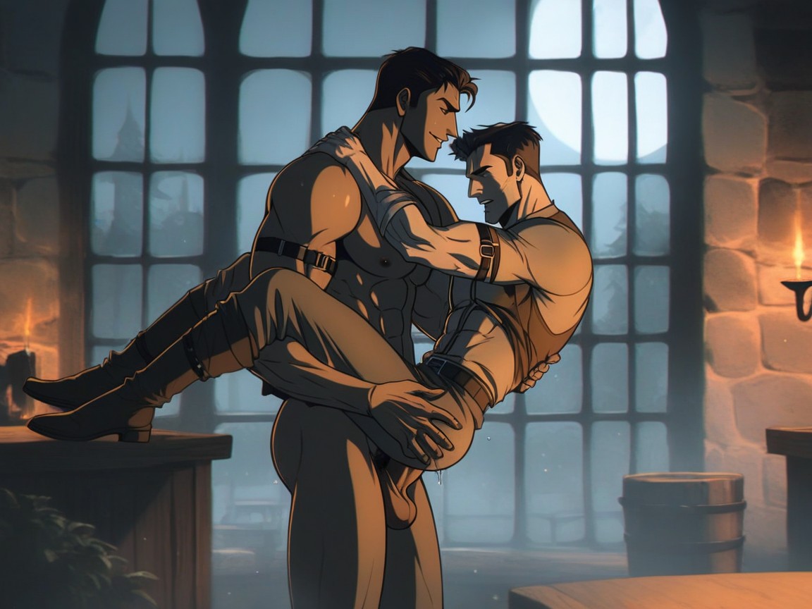 Side View, Hairless Faces, Lift And Carry Sex Position AI Gay Porn