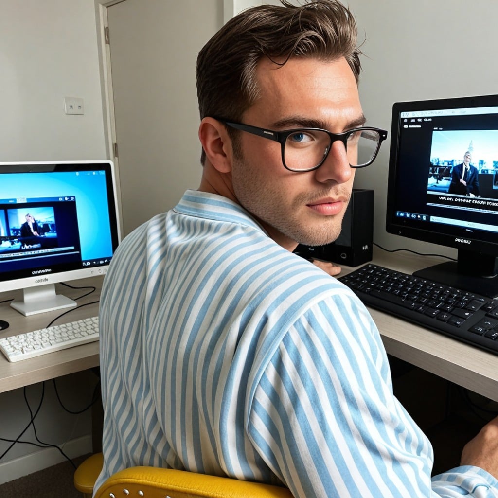 Nerdy Lad, Bust Shot, Rear View AI Porn