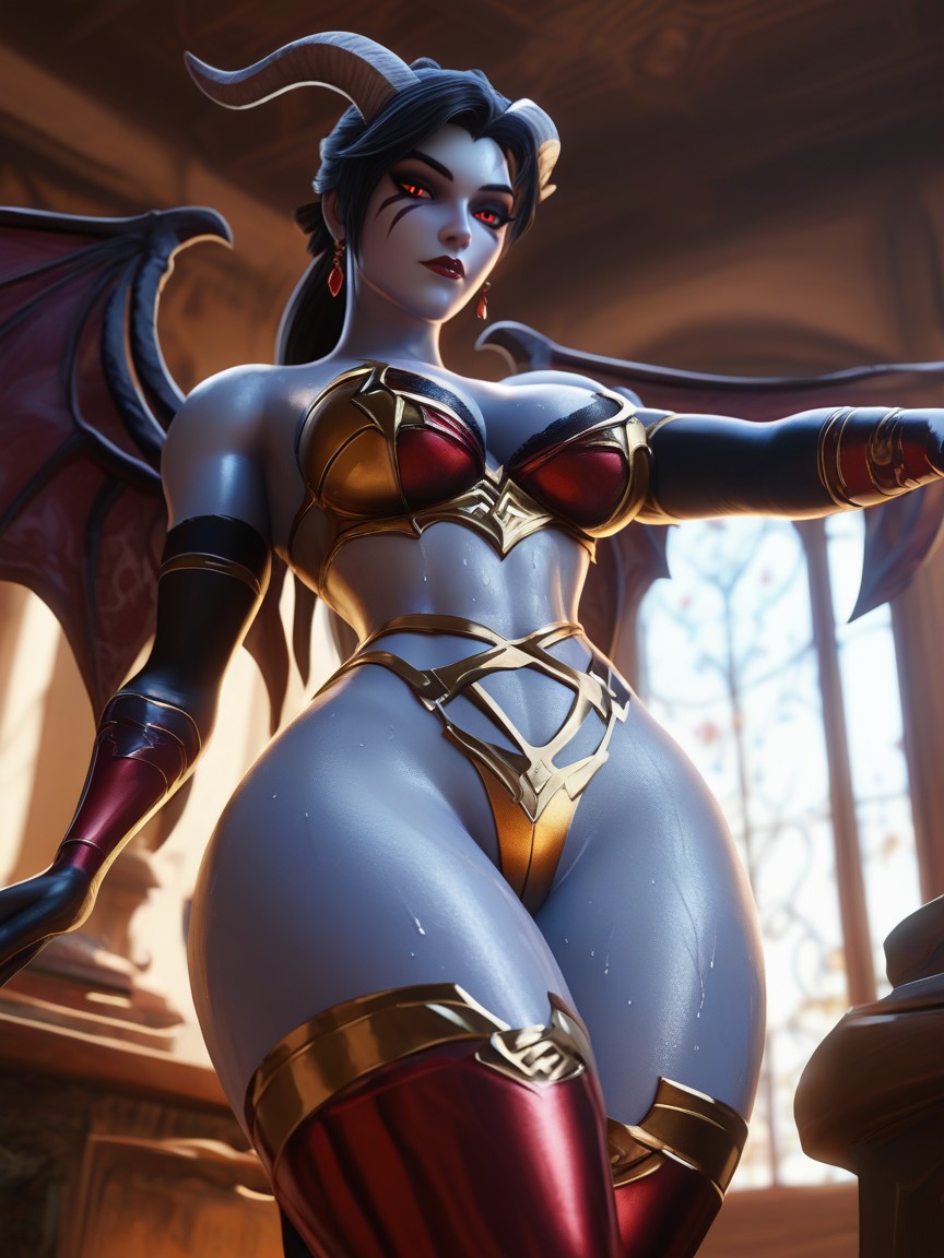Red Eyes, Waist Shot, Mansion Hentai AI Porn
