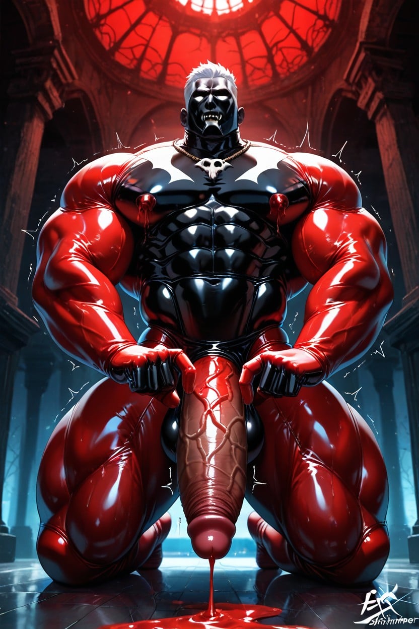 Red Latex Skin, Seamless Joints, Transparent Neck AI Gay Porn