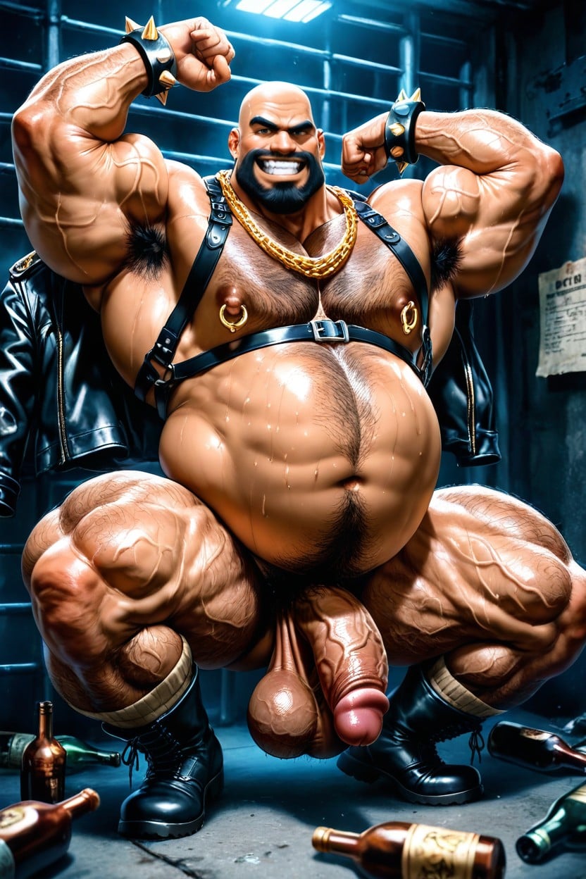 Long Black Beard, Grabbing His Balls, Big Nipples AI Gay Porn