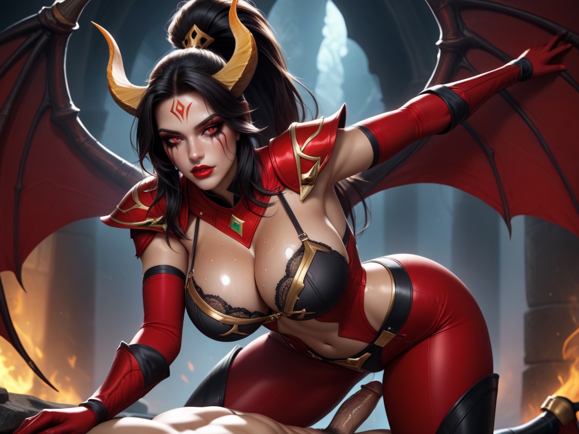 Hot Expression, Red Eyes, Dangerous Massive Penis Hentai AI Porn