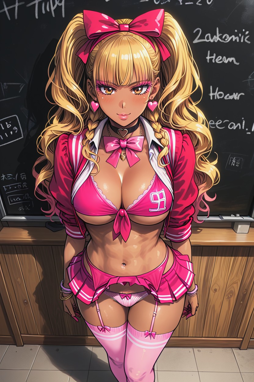 Bowtie, Stripe T-back Panties, Pink Skirt Hentai AI Porn