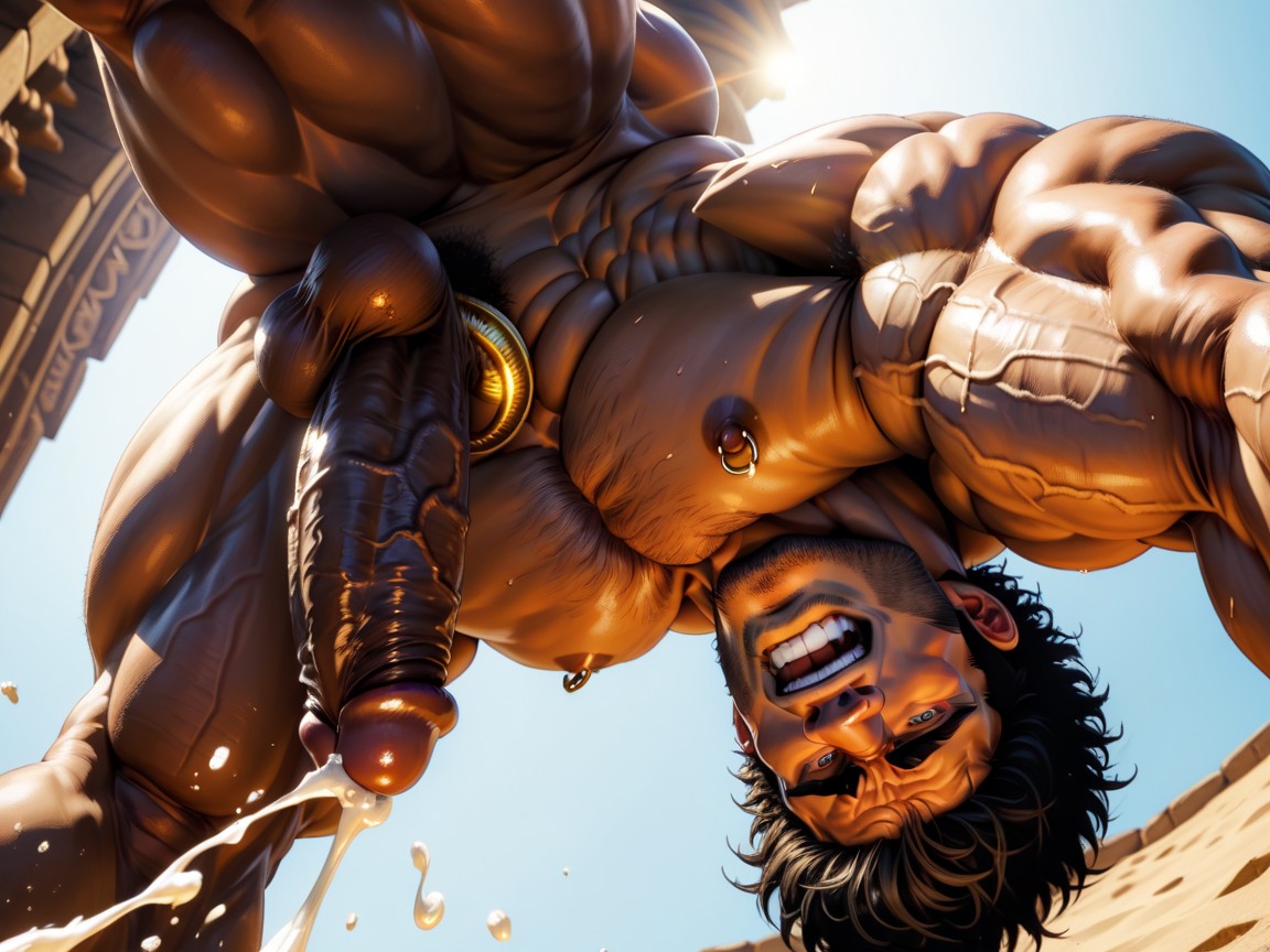 Octane Render, Men Bodies And Faces Only, Oiled And Sweaty Glistening Body AI Gay Porn