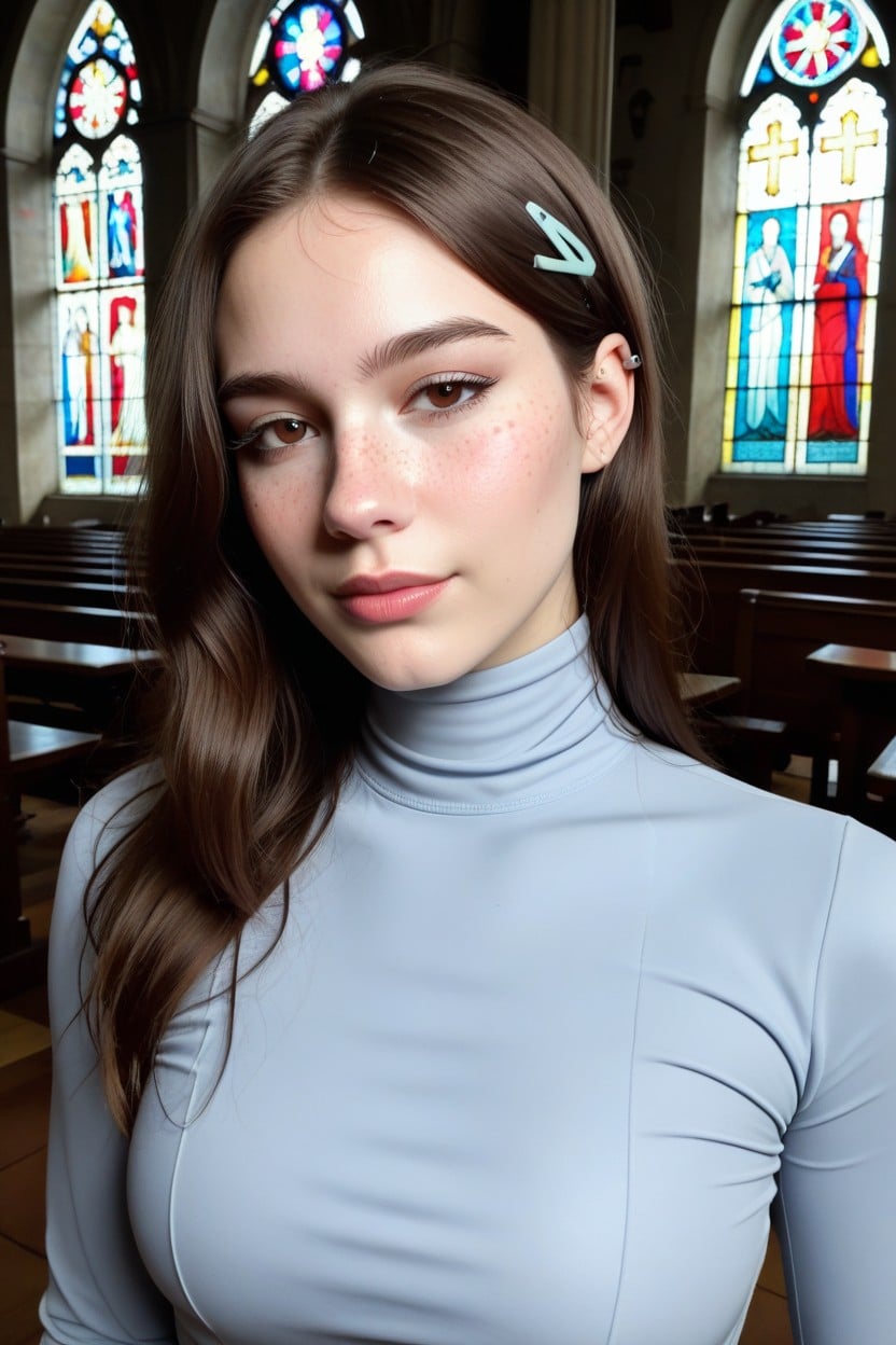 Vibrant Stained Glass, Soft Pale Skin, Form-fitting Design AI Porn