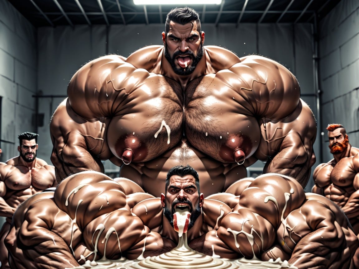 Rough Chiseled Tough Looking Transmen, Front View, Ahegao AI Gay Porn