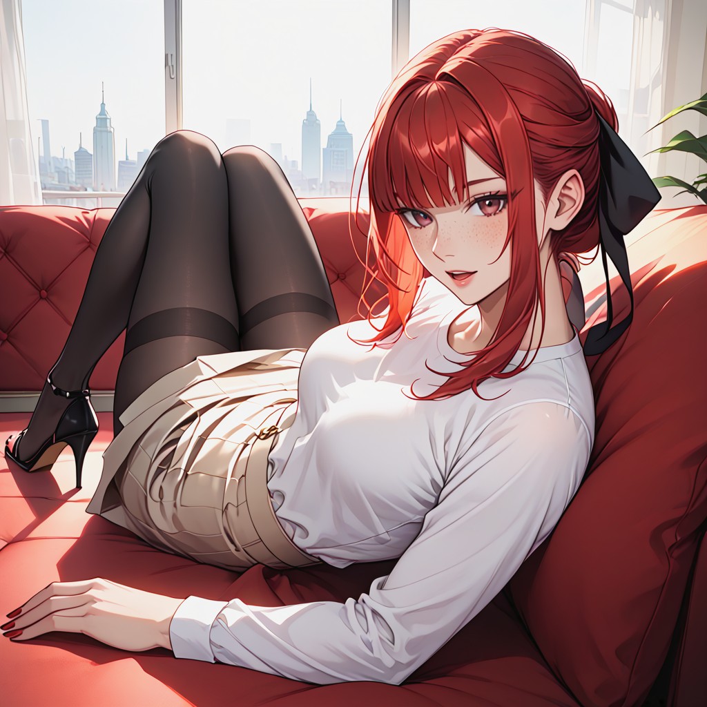 Thigh High Socks, Attractive Shy, Leggings AI Porn