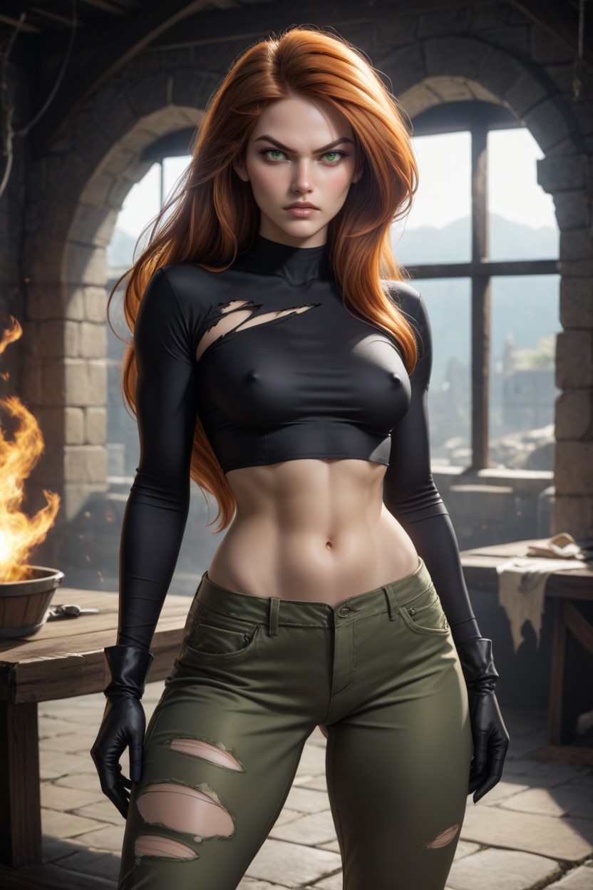 Villain Lair, Torn Clothes, Show Down To Knee Caps AI Porn