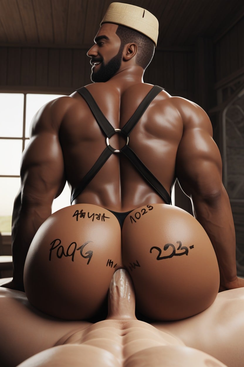 Bottom Kills Racist White Tops With His Hole, Body Writing On Ass, Talented Hole AI Gay Porn