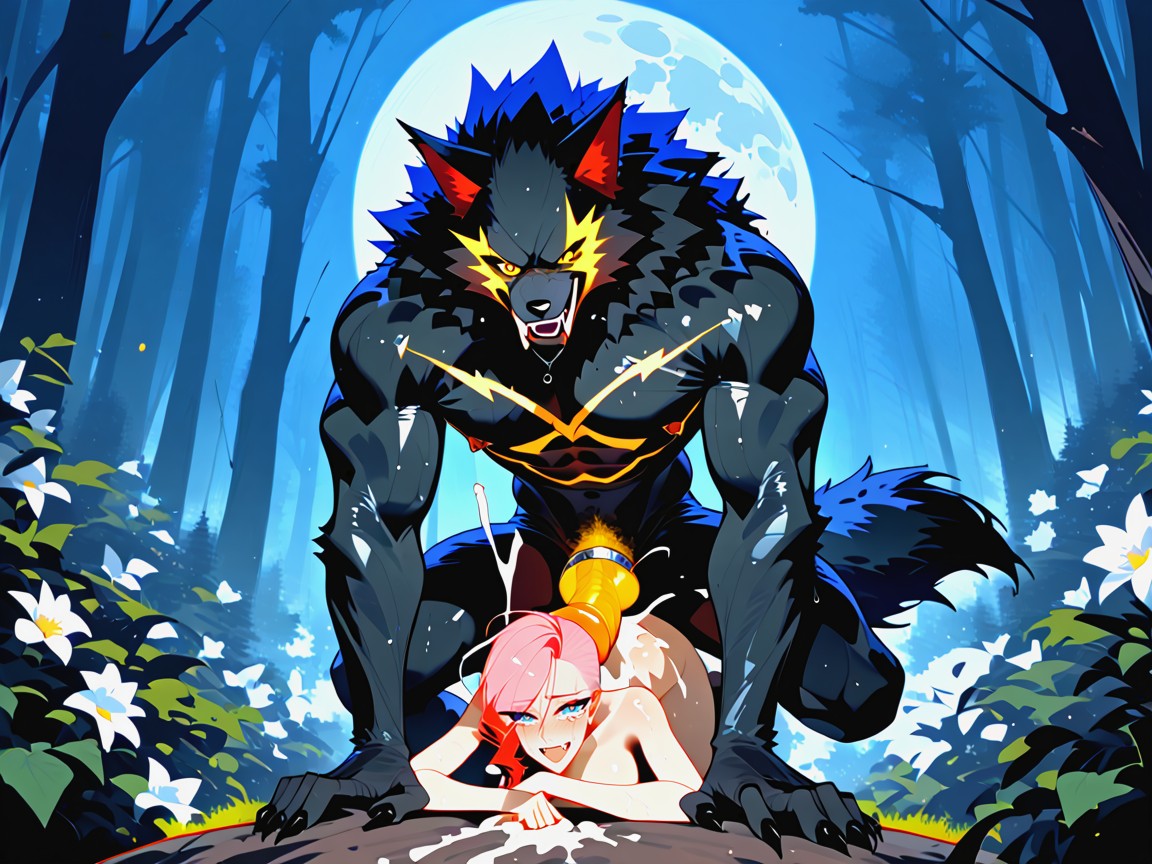 Black Fur, Sweaty, Fluffy Tail AI Gay Porn