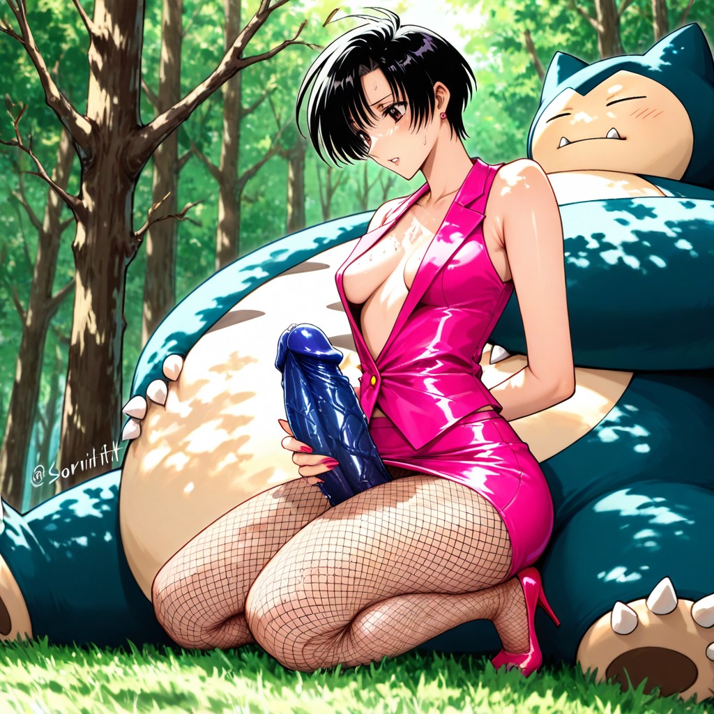 Cropped Pink Skirt, Woman Figure Insignificant By Proportion, Fishnet Leggings Hentai AI Porn