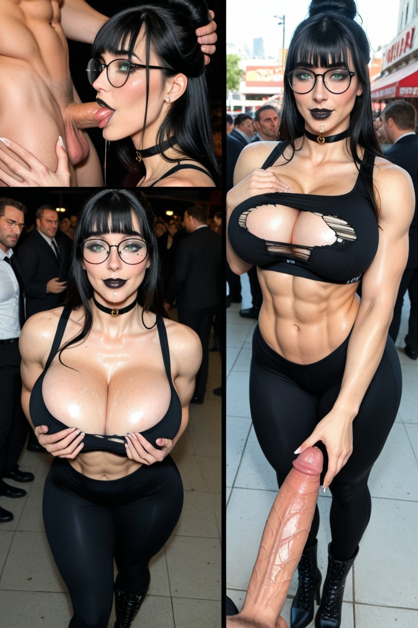 Hyper Extreme Bulging Cleavage, Exaggerated Waist, Orgasm AI Porn