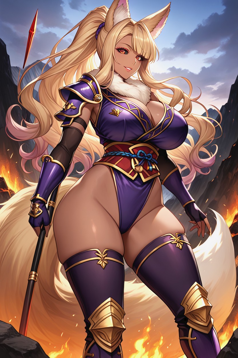 Armor, Angel Wings, Long Huge Fluffy Fox Ears Hentai AI Porn