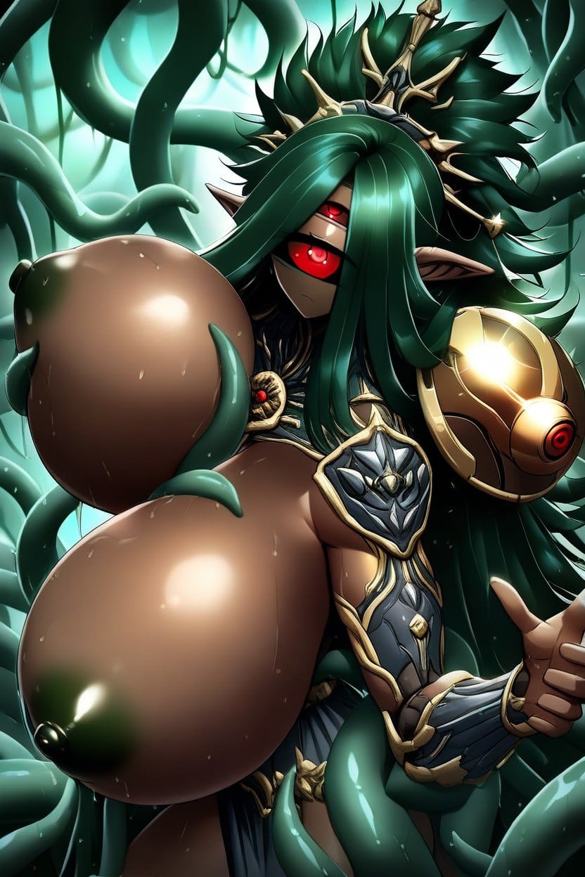 Dark Green Skin, Thick Hips, Long Arms AI Porn