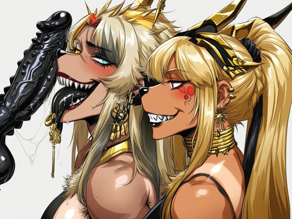 Multi Colored Hair, Black Tongue, Futanari Only Hentai AI Porn