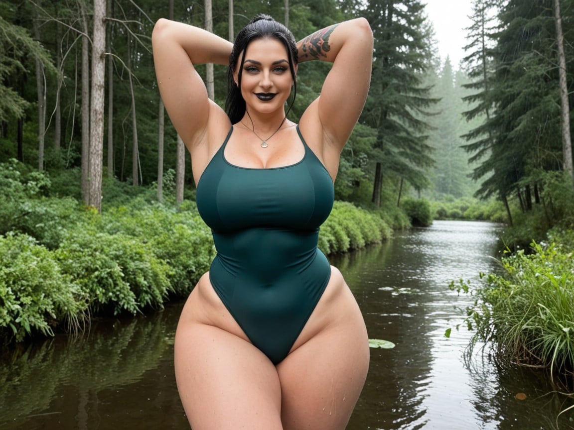 Long Black Hair, Massive Legs, Fat AI Porn