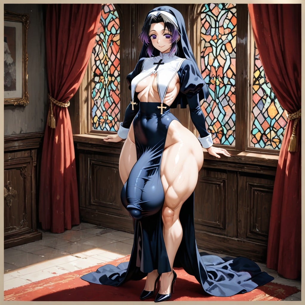 Looking At Viewer, No Hair Veil, Nun Hentai AI Porn