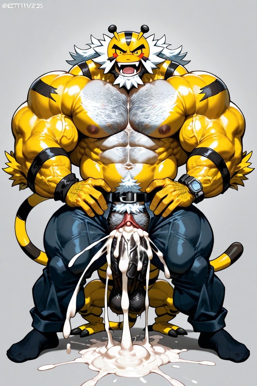 Vagina Sex, Electivire From Pokemon, Electivire Behind Bearded Worker AI Gay Porn