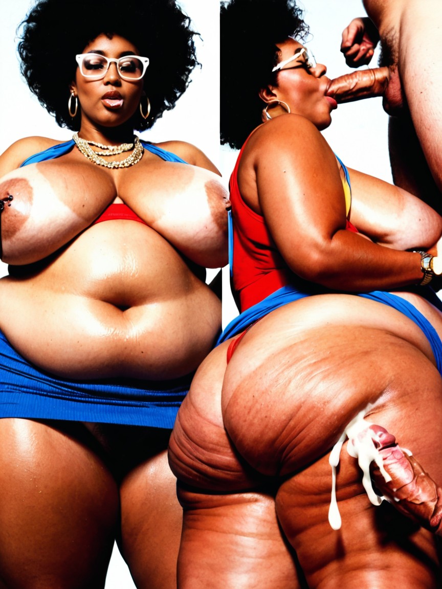 Face Close Up, Lesbian Kissing, Afro BBW AI Porn