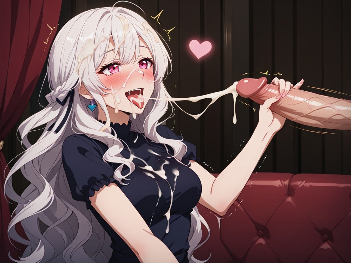 Smily Face, Excessive Cum On Face, Long Hair Hentai AI Porn