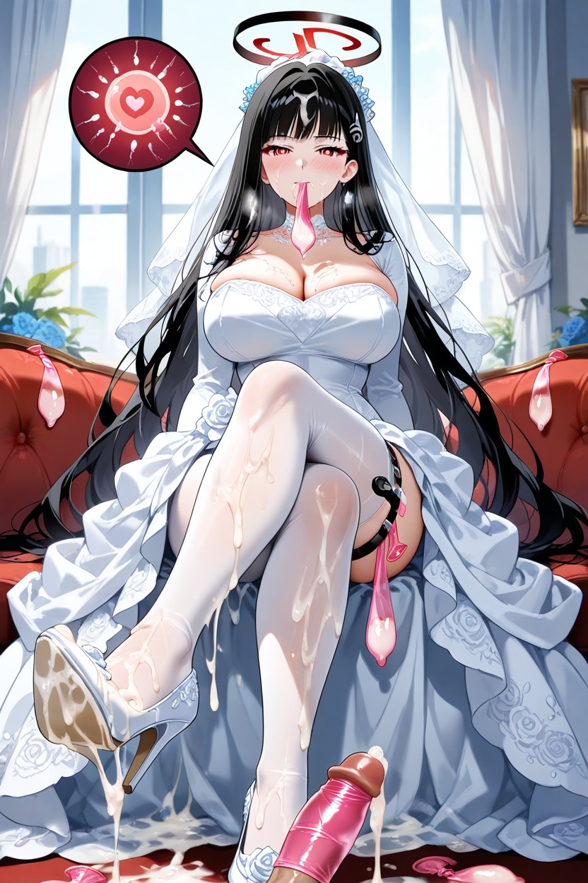 Holding Many Used Condom In Mouth, Covered By Cum, Cum On Clothes Huge Amount Of Cum Hentai AI Porn