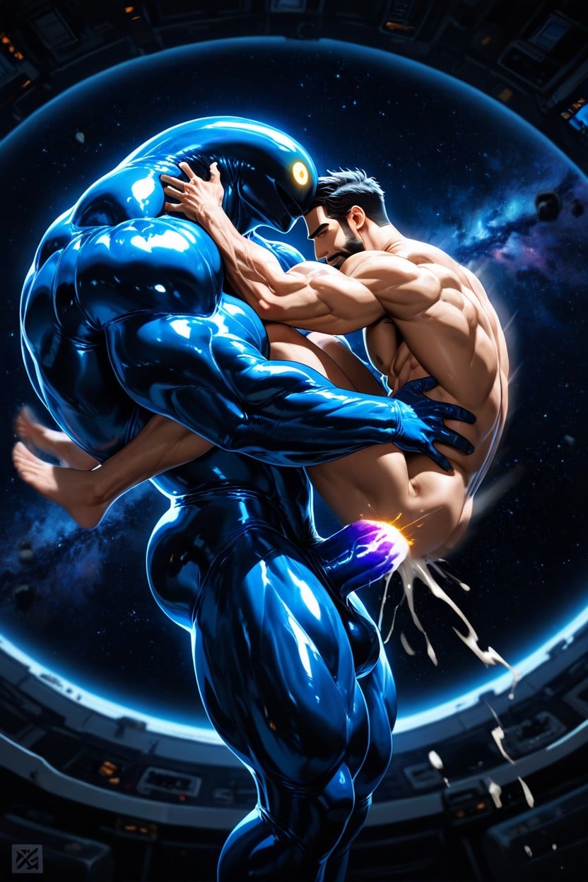 Glowing Skin, Looking At Each Other, Naked Creature AI Gay Porn
