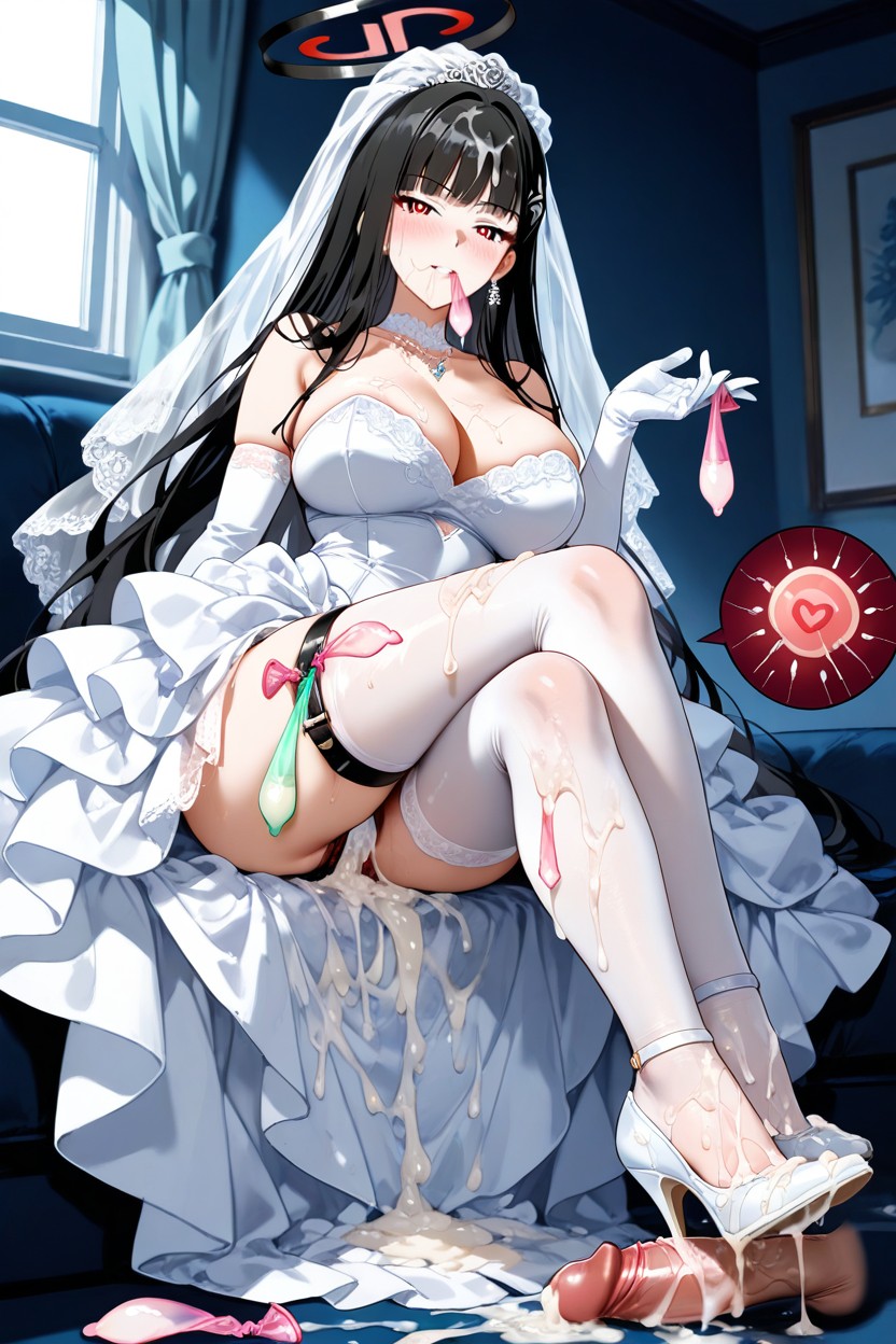 Rio Tsukatsuki From Blue Archive, Cum In Mouth, Covered By Cum Hentai AI Porn