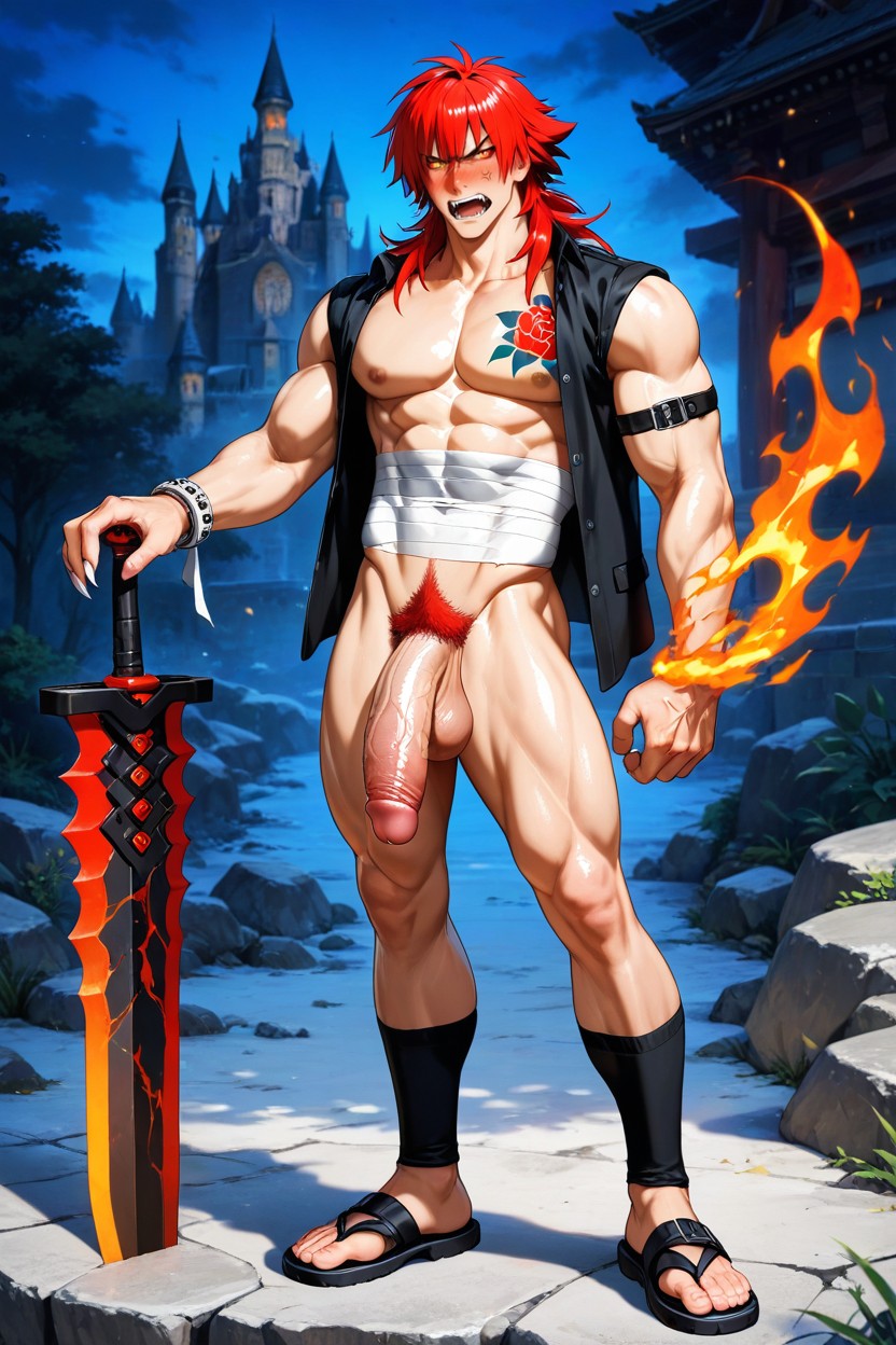 Anger Vein, Long Cock, White Bracelets AI Gay Porn