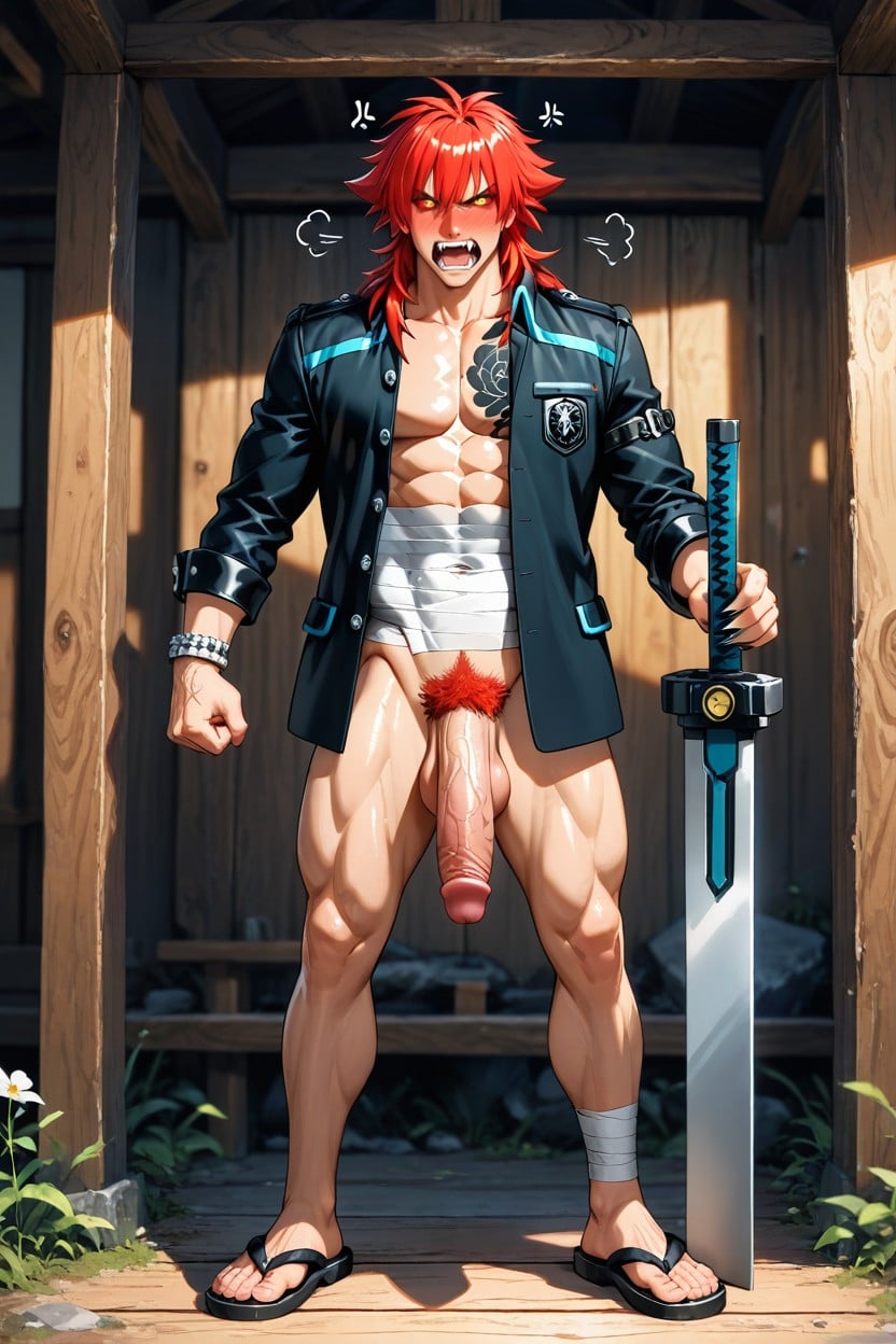 Standing, Growling, Golden Eyes AI Gay Porn