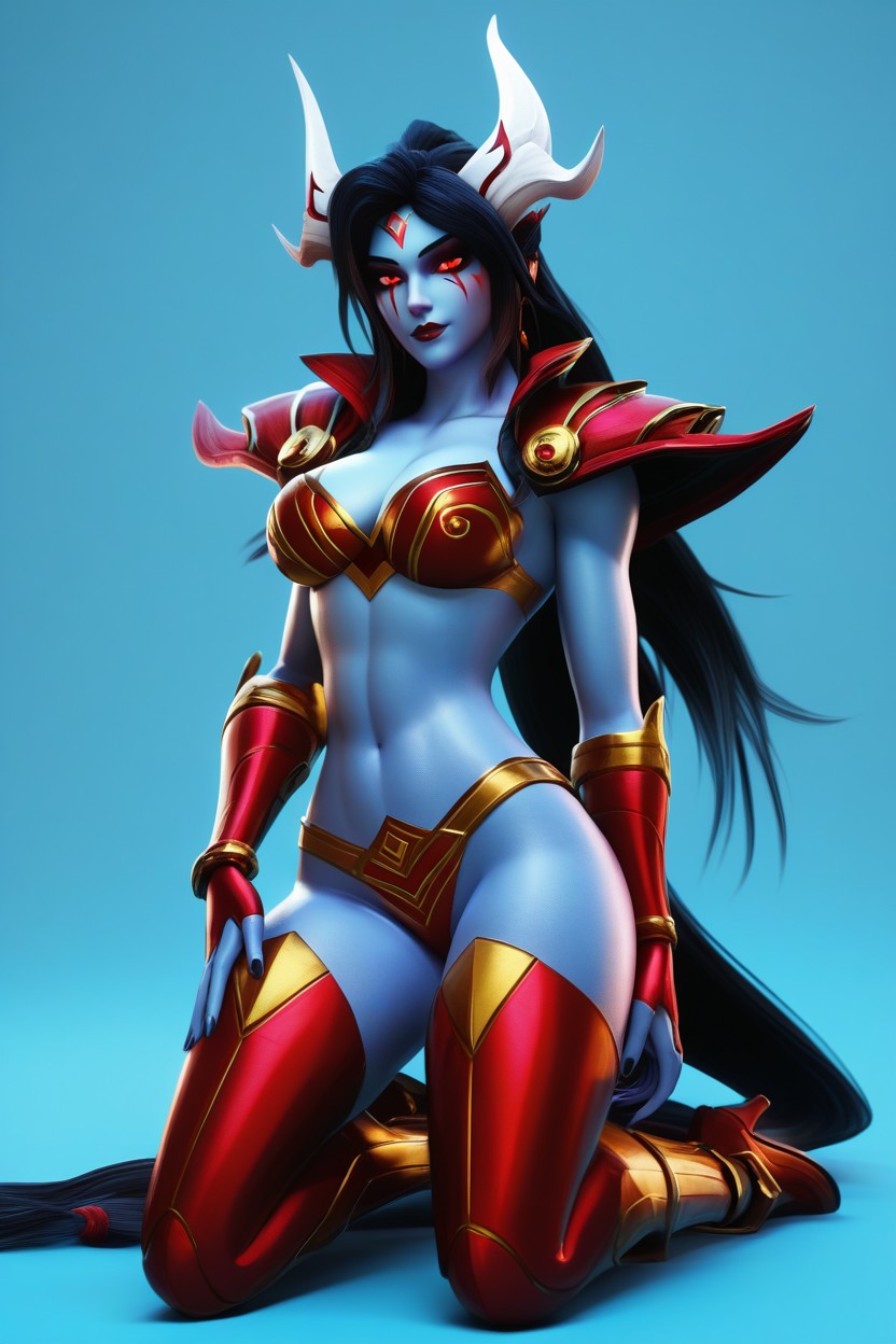 Simple Background, White Horns, High Cheekbones Hentai AI Porn