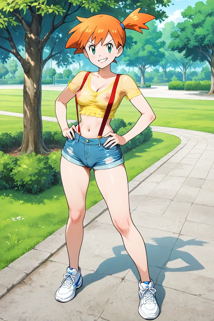 Digital Animation, Visible Ribs, Red Suspenders Hentai AI Porn