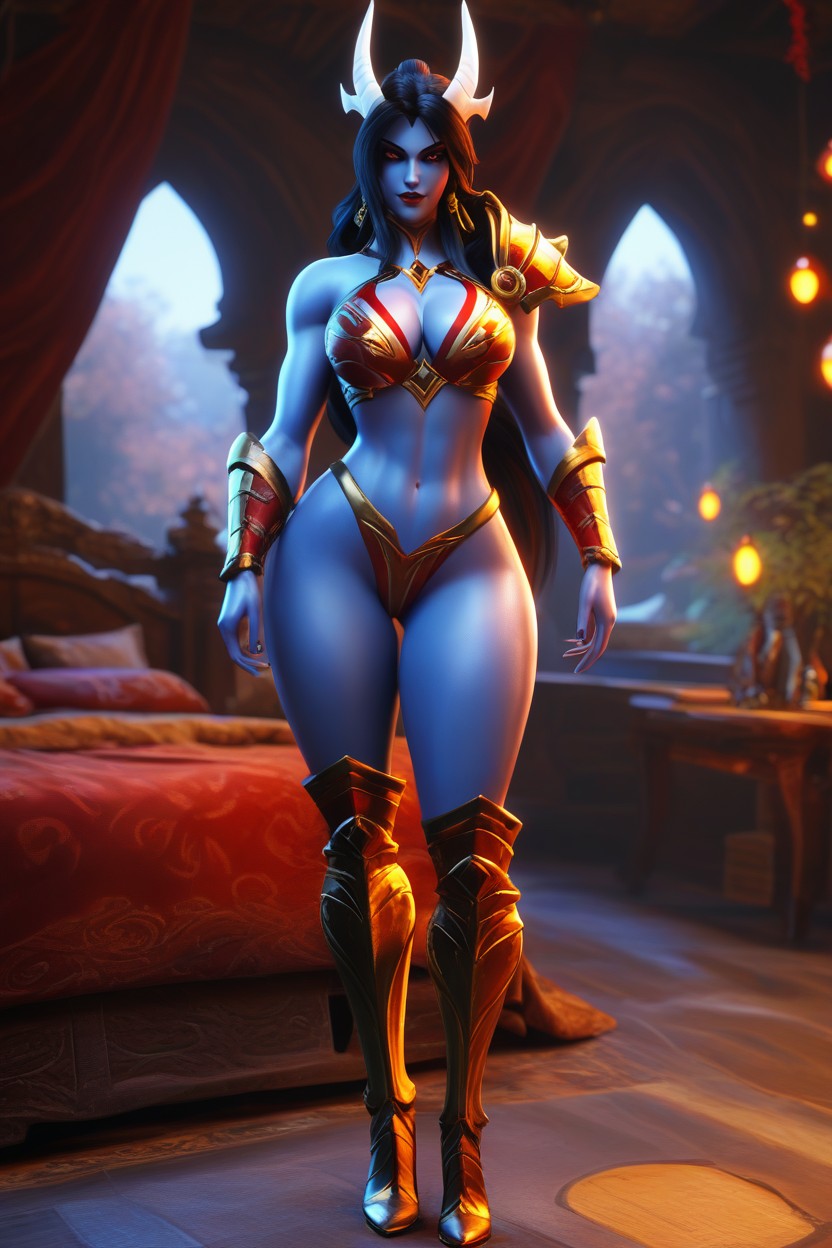 Beauty Detailed Face, With Dark Brown Form Fitting Mesh On Thighs Featuring Intricate, 18+ Hentai AI Porn