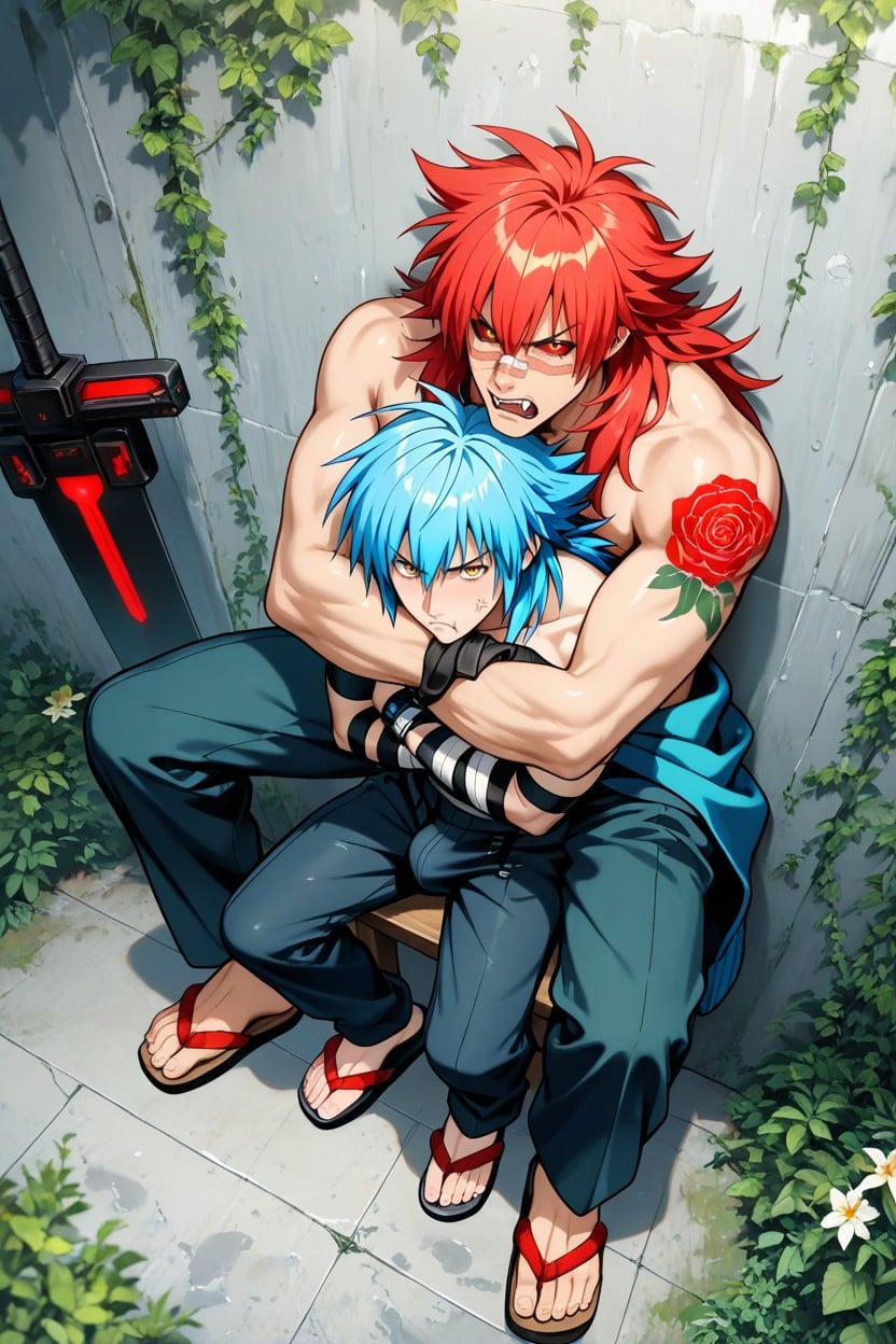 Fangs, Long Messy Red Hair, Aoba Is Nervous AI Gay Porn