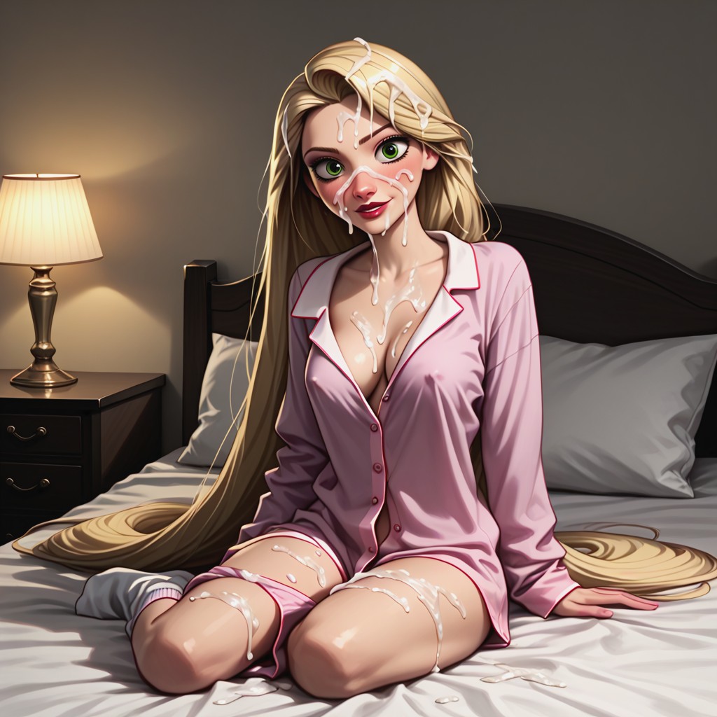 Excessive Cum On Hair, Bedroom, Skinnyleg Hentai AI Porn