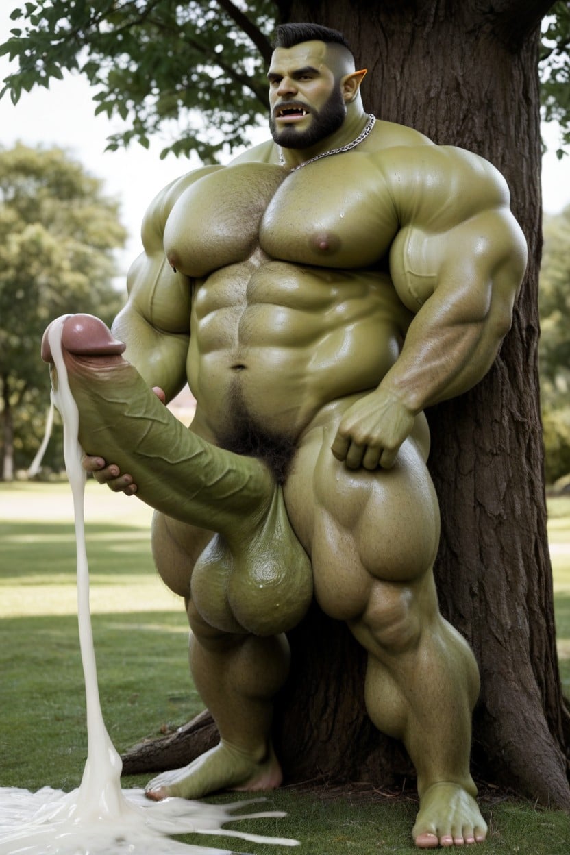 Top Much Taller Than Bottom, Hyper Green Orc Larger Than Body, Butch Porno gay IA
