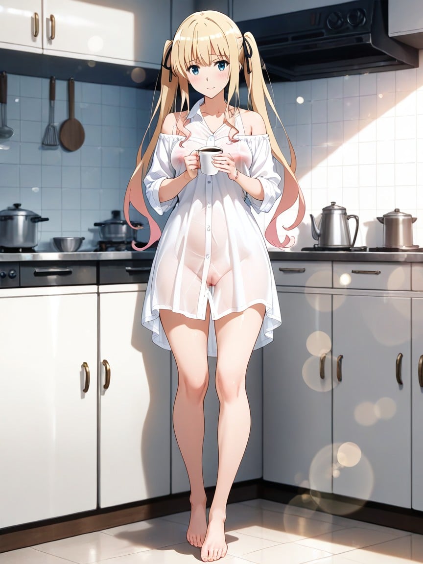 Barefoot, Tired Face, Soft Light Hentai AI Porn