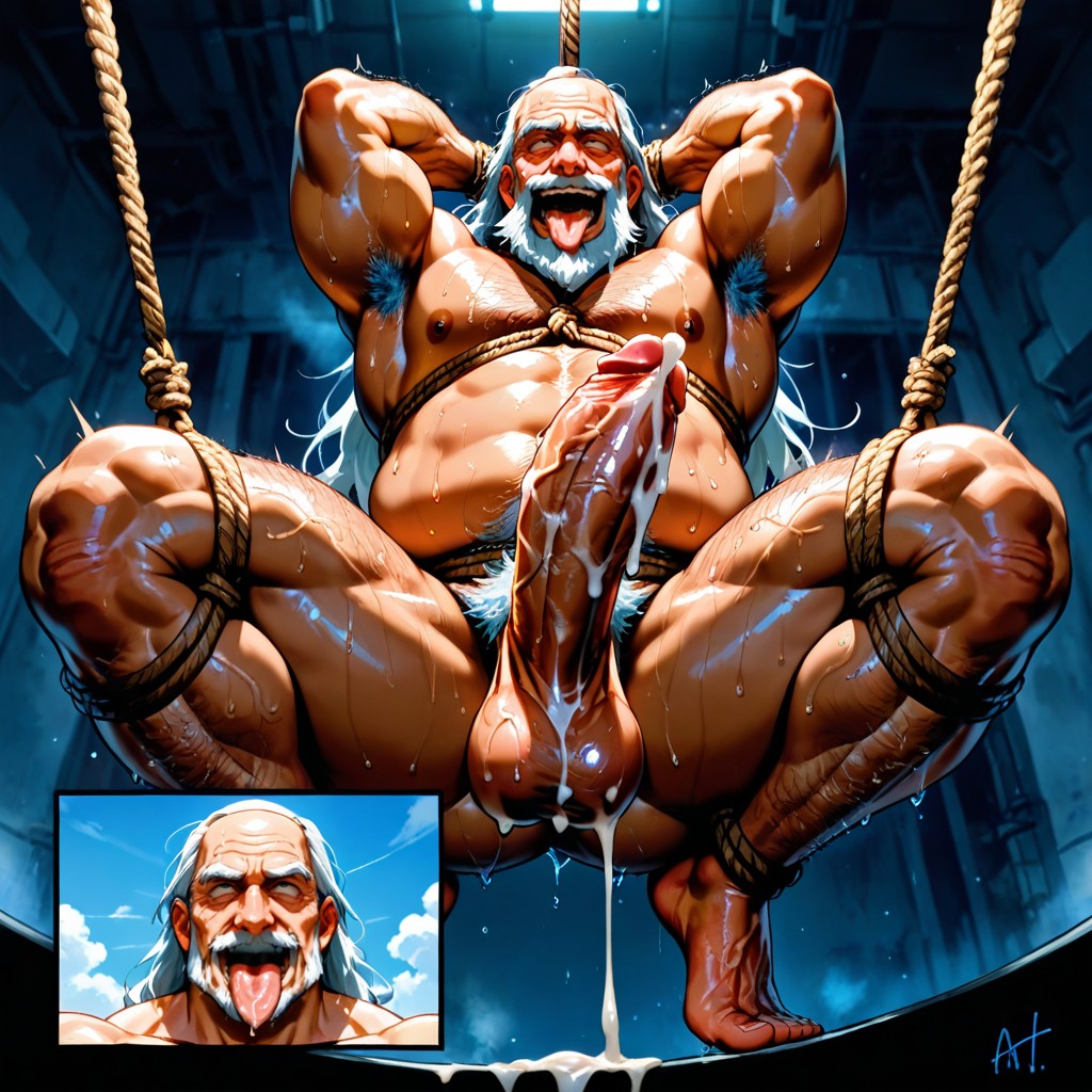 50+, And His Thick Beard Extended Past His Chest, And He Was Breathing Heavily AI Gay Porn