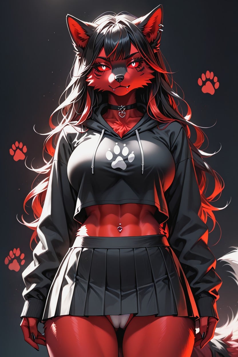 Thick Thighs, Red Sclera, Ear Notch Furry AI Porn