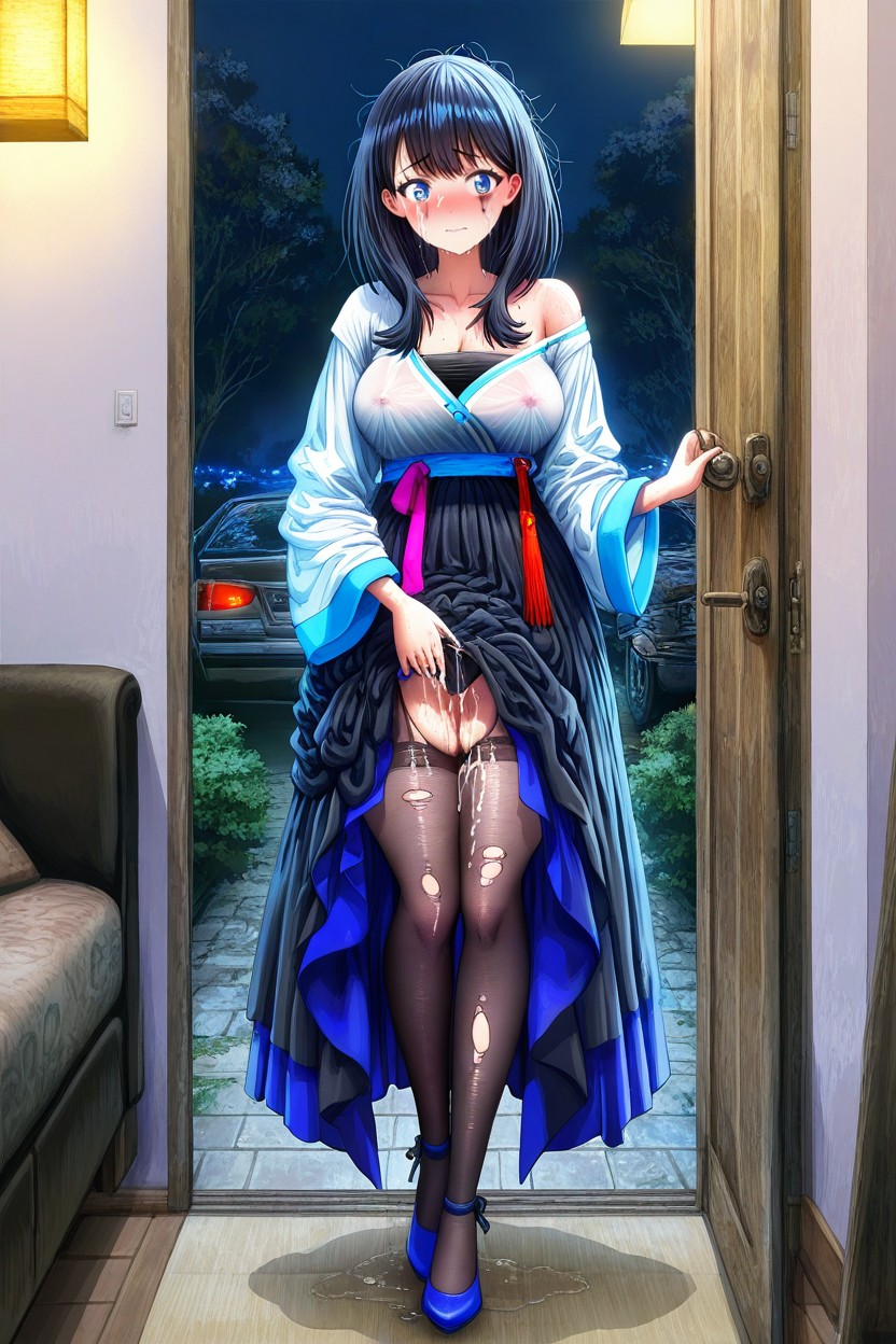 Torn Stockings, High Waist Chima, Messy Hair Hentai IA